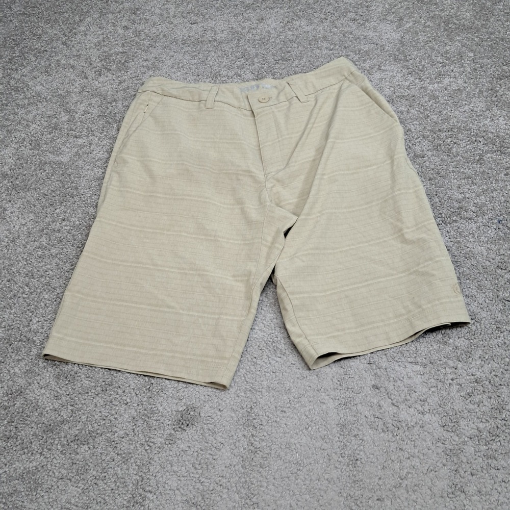 Hang Ten Mens Hybrid Walk Shorts Tan Textured Stretch Size 32